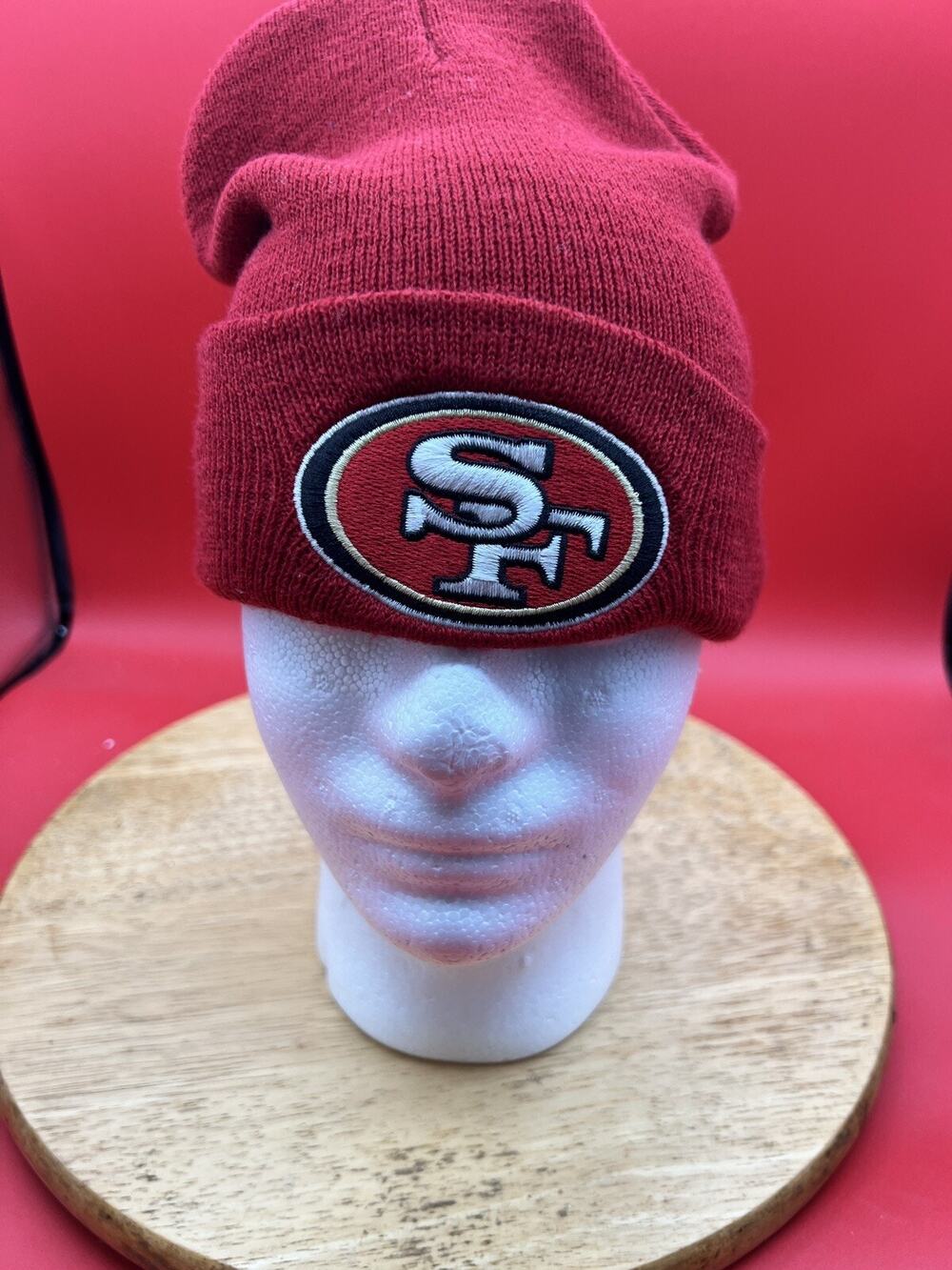 San Francisco 49ers Beanie Red Hat Embroidered SF Cuffed Cap